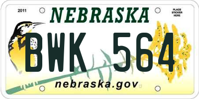 NE license plate BWK564