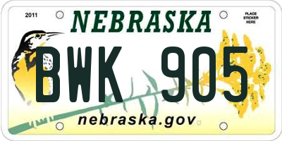 NE license plate BWK905