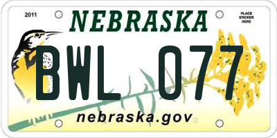 NE license plate BWL077