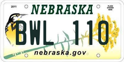 NE license plate BWL110
