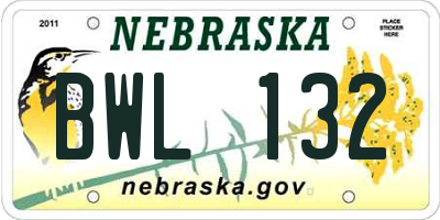 NE license plate BWL132
