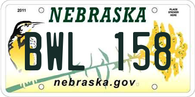 NE license plate BWL158