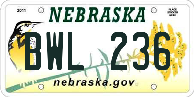 NE license plate BWL236