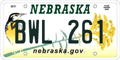 NE license plate BWL261