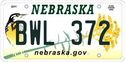 NE license plate BWL372
