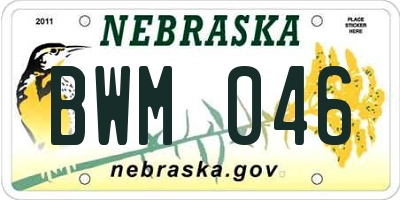 NE license plate BWM046