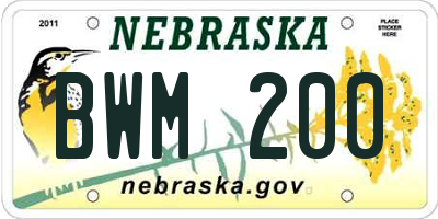 NE license plate BWM200