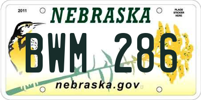 NE license plate BWM286