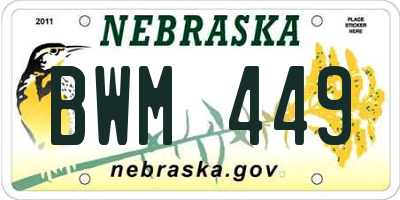 NE license plate BWM449