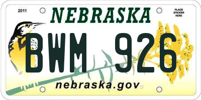 NE license plate BWM926