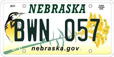 NE license plate BWN057