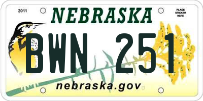 NE license plate BWN251