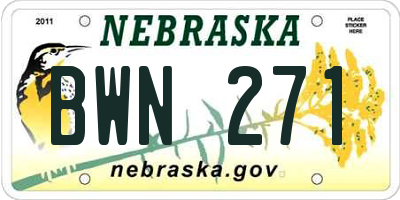 NE license plate BWN271