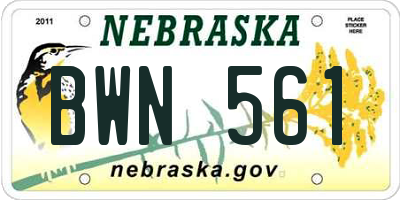 NE license plate BWN561