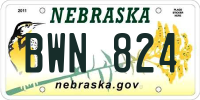 NE license plate BWN824