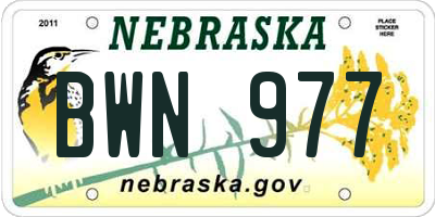 NE license plate BWN977