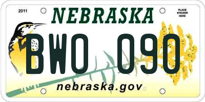 NE license plate BWO090