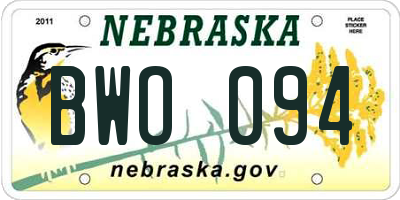 NE license plate BWO094