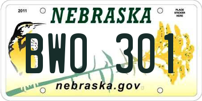 NE license plate BWO301
