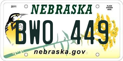 NE license plate BWO449