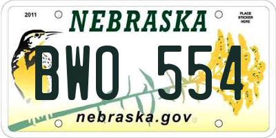 NE license plate BWO554
