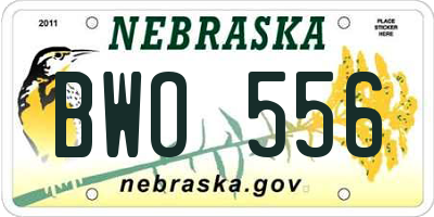 NE license plate BWO556