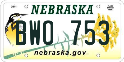 NE license plate BWO753