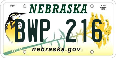 NE license plate BWP216