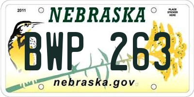 NE license plate BWP263