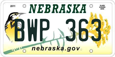NE license plate BWP363