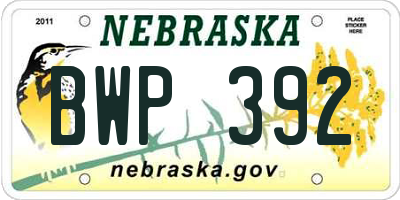 NE license plate BWP392