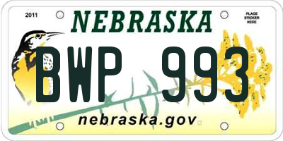NE license plate BWP993