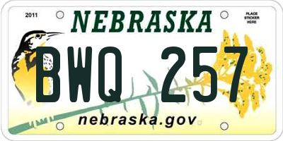 NE license plate BWQ257