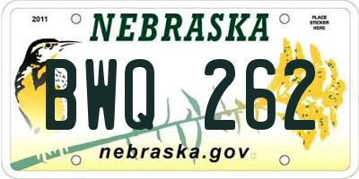 NE license plate BWQ262