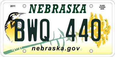 NE license plate BWQ440