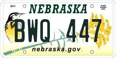 NE license plate BWQ447