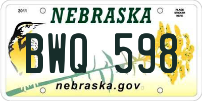 NE license plate BWQ598