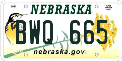NE license plate BWQ665