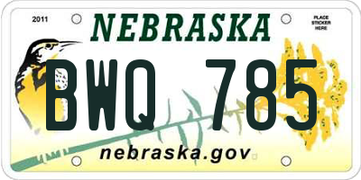 NE license plate BWQ785