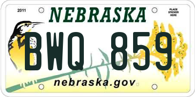 NE license plate BWQ859
