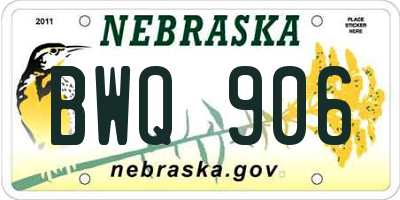 NE license plate BWQ906