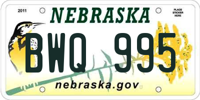 NE license plate BWQ995