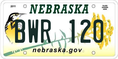 NE license plate BWR120
