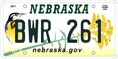 NE license plate BWR261