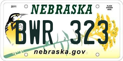 NE license plate BWR323