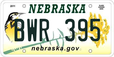 NE license plate BWR395