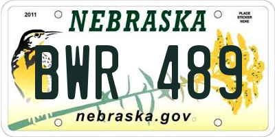 NE license plate BWR489
