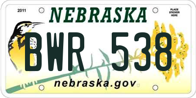 NE license plate BWR538