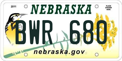 NE license plate BWR680