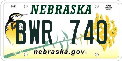 NE license plate BWR740